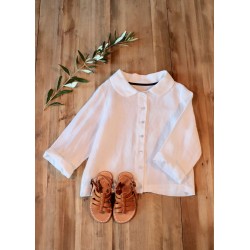 Uniform long sleeves shirt, white linen