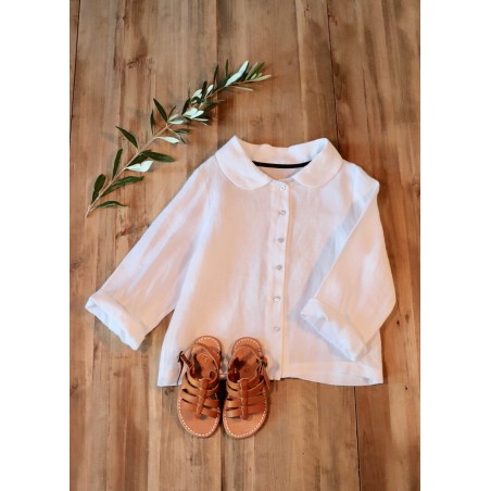 Uniform long sleeves shirt, white linen