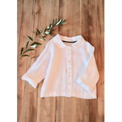 Uniform long sleeves shirt, white linen