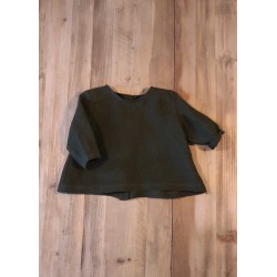 Blouse manches longues, lin vert