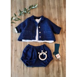 Baby jacket, indigo heavy linen