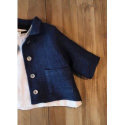 Veste bébé, lin épais indigo