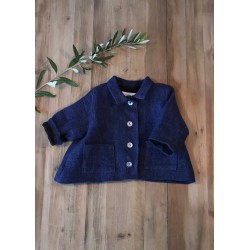 Veste bébé, lin épais indigo