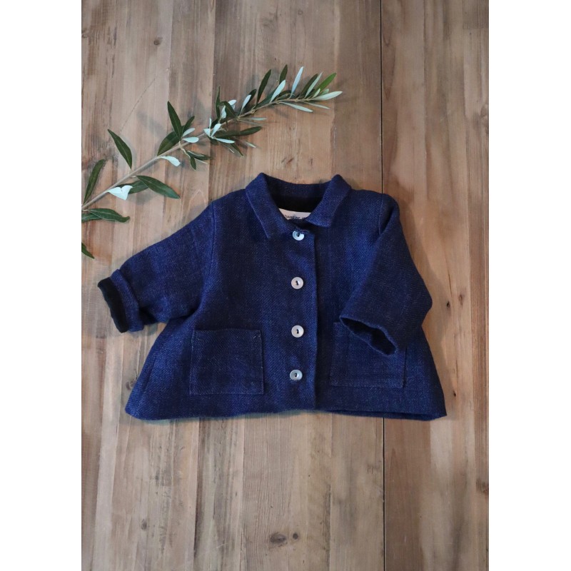 Baby jacket, indigo heavy linen