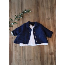 Baby jacket, indigo heavy linen