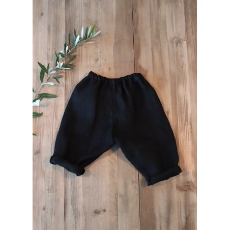 Classic trousers, black heavy linen