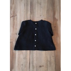 Blouse manches longues, lin noir