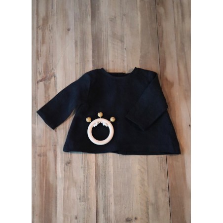 Long sleeves blouse, black linen