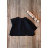 Long sleeves pleated shirt, black linen