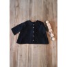 Long sleeves pleated shirt, black linen