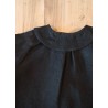 Long sleeves pleated shirt, black linen