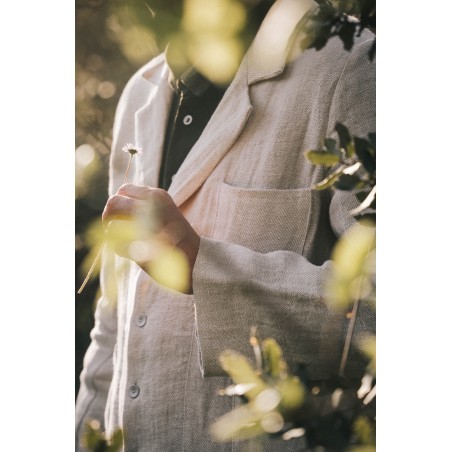 Suit jacket for man, natural heavy linen