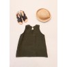 Sleeveless blouse, round neck, green linen