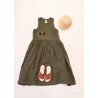 Pleated dress, sleeveless, green linen