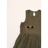 Pleated dress, sleeveless, green linen