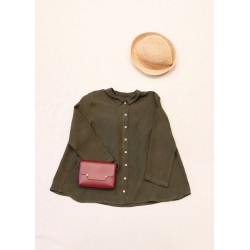 Pleated shirt, green linen