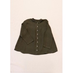 Pleated shirt, green linen