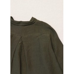 Pleated shirt, green linen