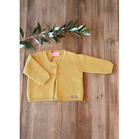 Garter stitch cardigan, mustard