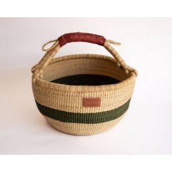 Large bolga basket, green stripe