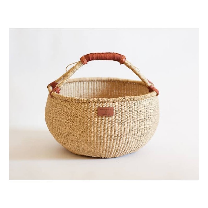 Large bolga basket, red-brown handle