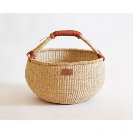 Large bolga basket, red-brown handle