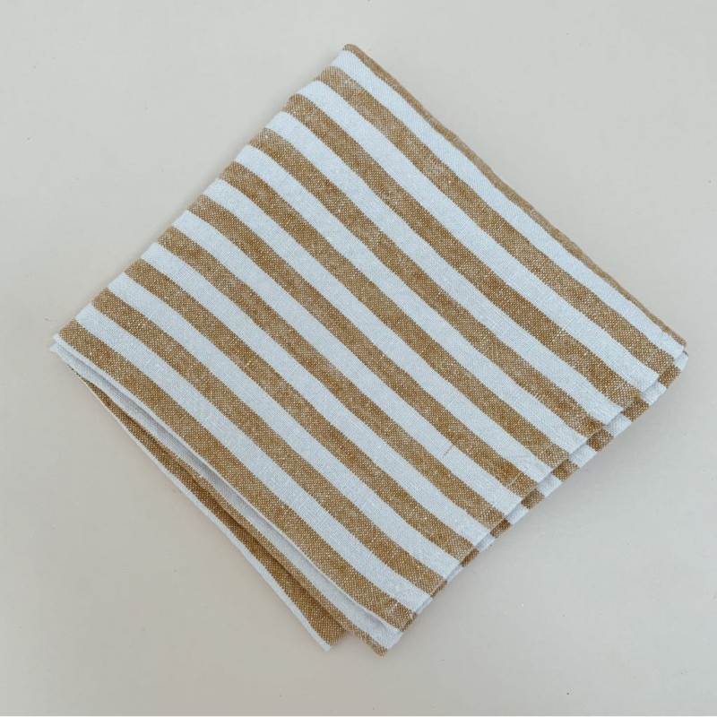 2 linen towels - mustard stripes